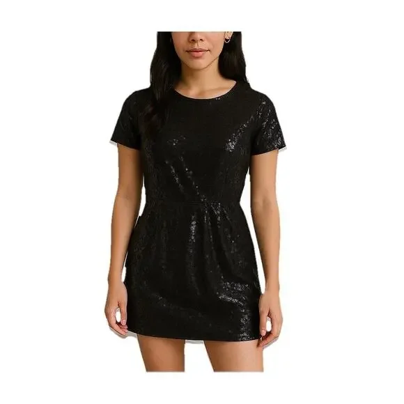 Ella Moss Black Sequin Holiday Homecoming Party Dress Size 2 NWT Retail $234 - Picture 1 of 6